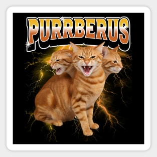 Purrberus 3-Headed Orange Cat Guarding the Underworld Magnet